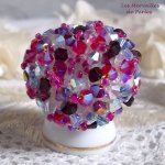 Roze stekelring met Swarovski kristalfacetten en spinners